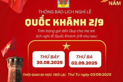 THÔNG BÁO LỊCH NGHỈ LỄ QUỐC KHÁNH 2/9/2025