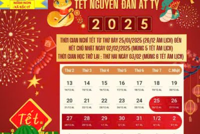 THÔNG BÁO LỊCH NGHỈ TẾT ẤT TỴ 2025